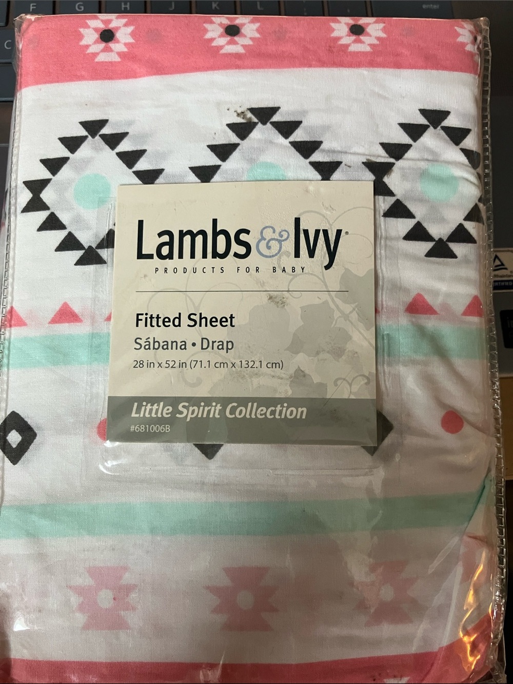 Lambs & Ivy Pink and Mint “Little Spirit Collection” Baby Fitted Crib Sheet